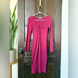 Juniors Rewind Berry Long Sleeve Dress